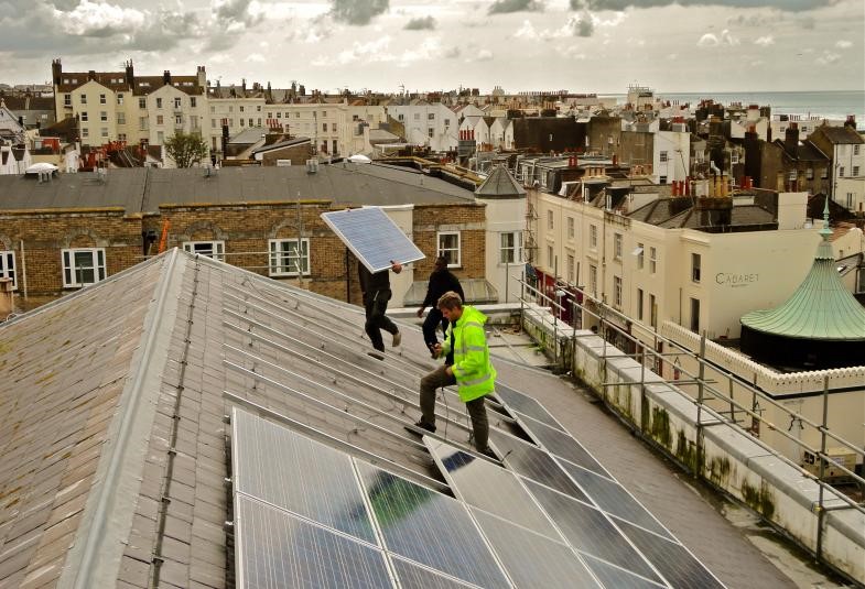 Solar panels on roof