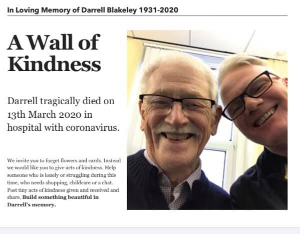 Wall of Kindness in memory of Darrell Blakeley